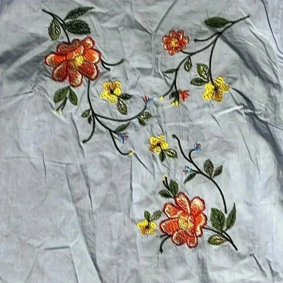 Jealous Tomato Embroidered Floral Striped Bell Sleeve Mini Dress Size L - Picture 5 of 10